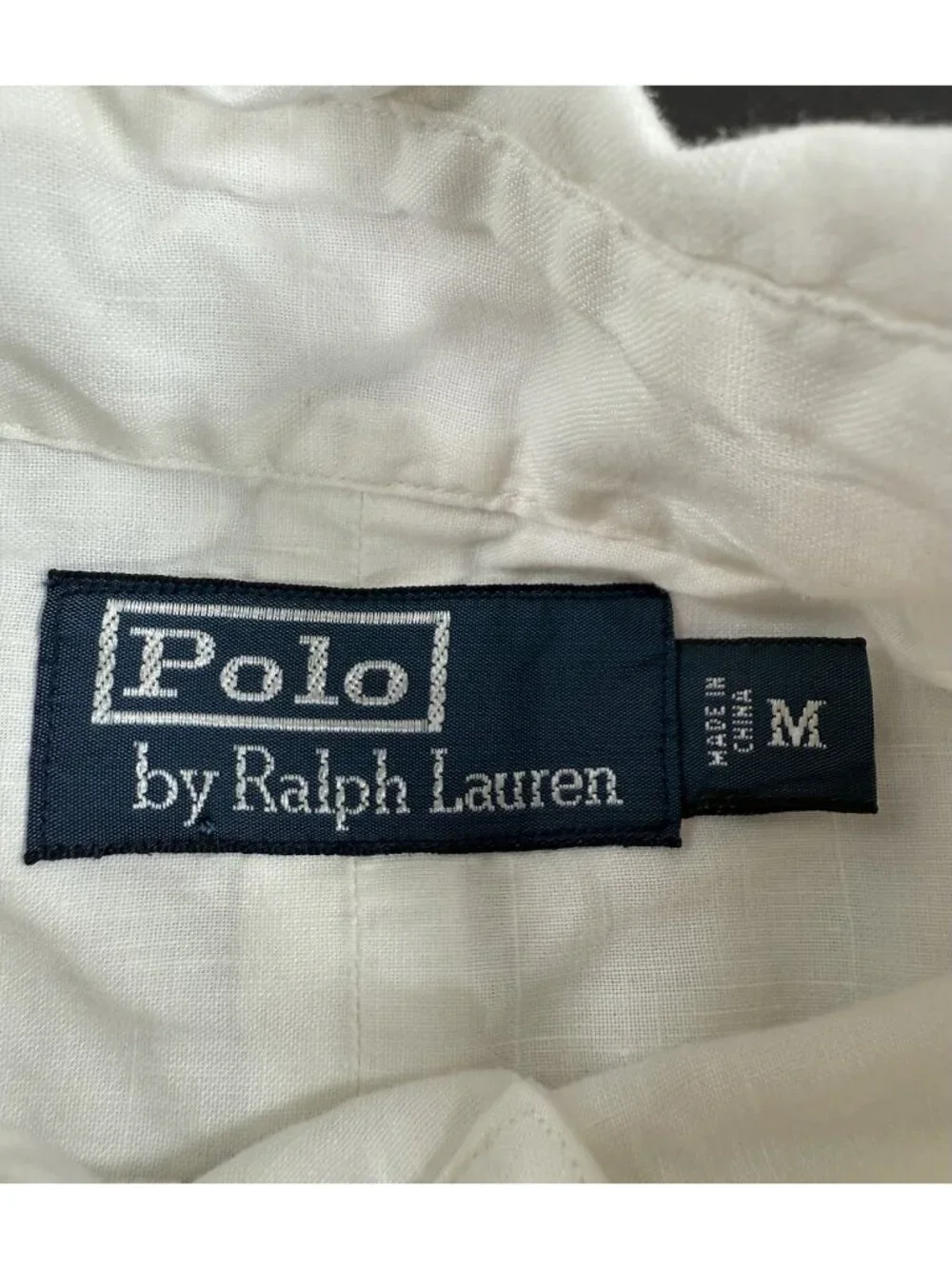 Vtg Polo Ralph Lauren Mens Shirt Size Medium Roll Tab Sleeve Linen Blend White